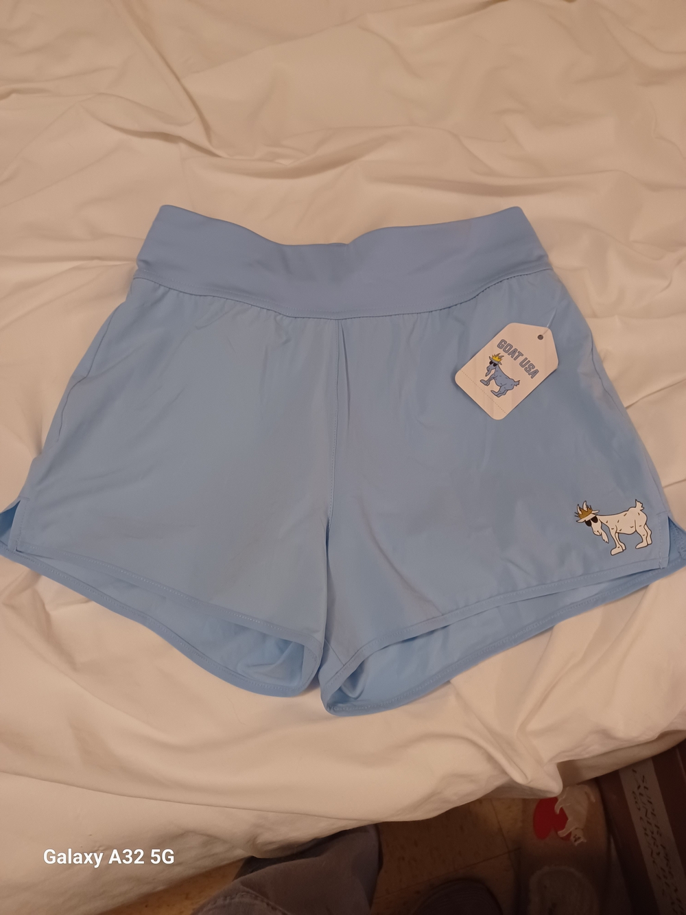 Light Blue Women's Athletic Shorts with Goat Logo